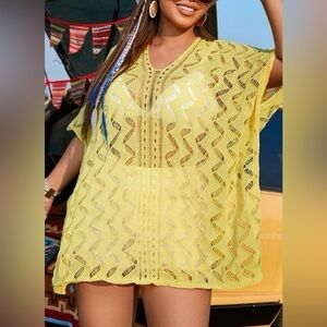 Hollow Out Split Hem Cover Up